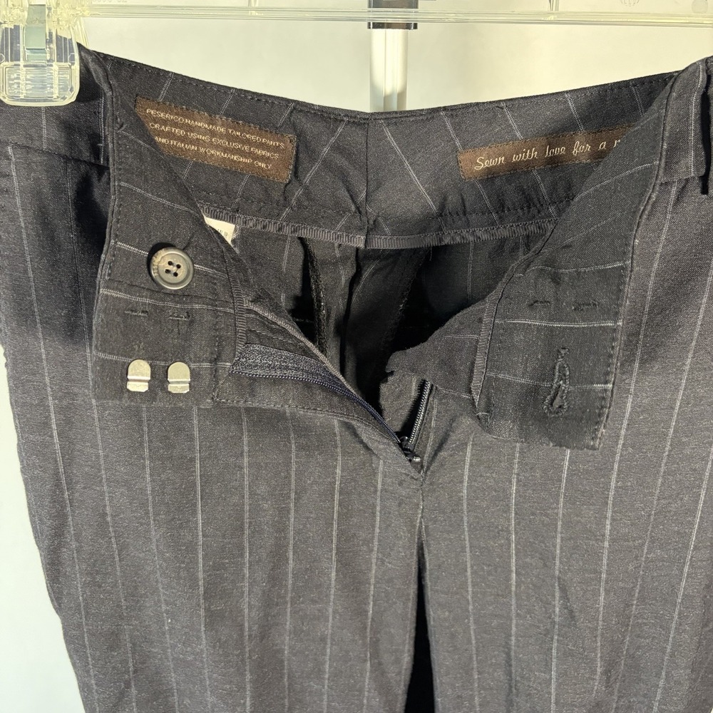 Peserico Fleece Wool Blend Pinstripe Ankle Pants Italy Sz 46 US 10 Academia Work - Picture 6 of 13